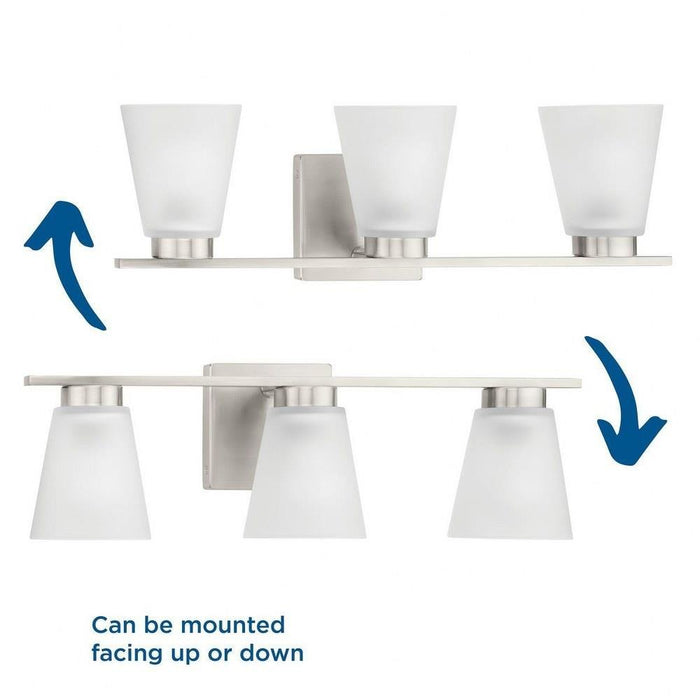 Progress Lighting Tanner Collection 3-Light Bath /Vanity Light Brushed Nickel Finish Etched Glass (P300501-009)