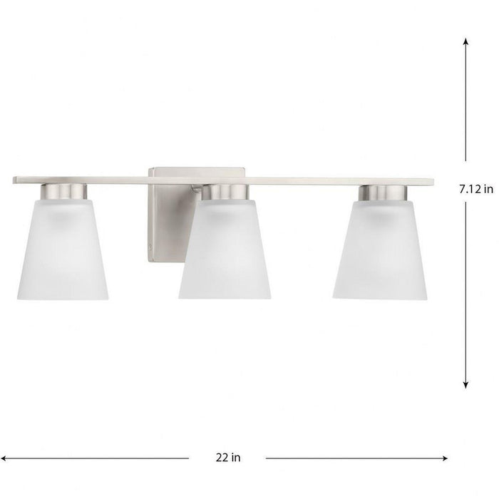 Progress Lighting Tanner Collection 3-Light Bath /Vanity Light Brushed Nickel Finish Etched Glass (P300501-009)