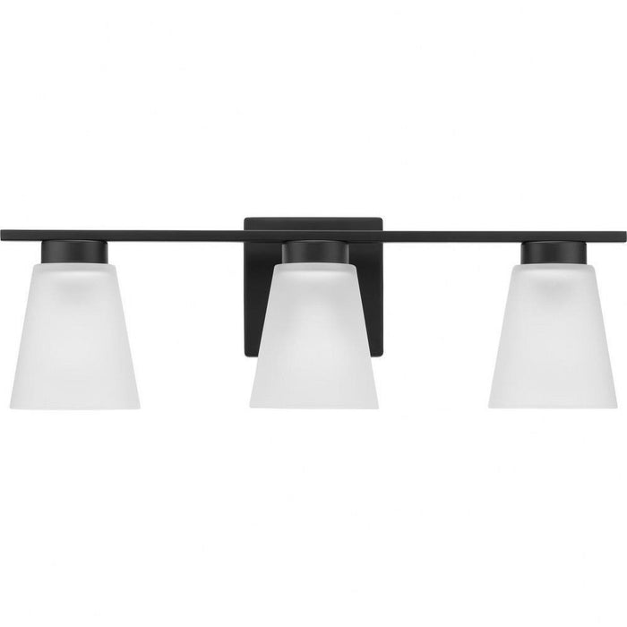 Progress Lighting Tanner Collection 3-Light Bath /Vanity Light Matte Black Finish Etched Glass (P300501-31M)