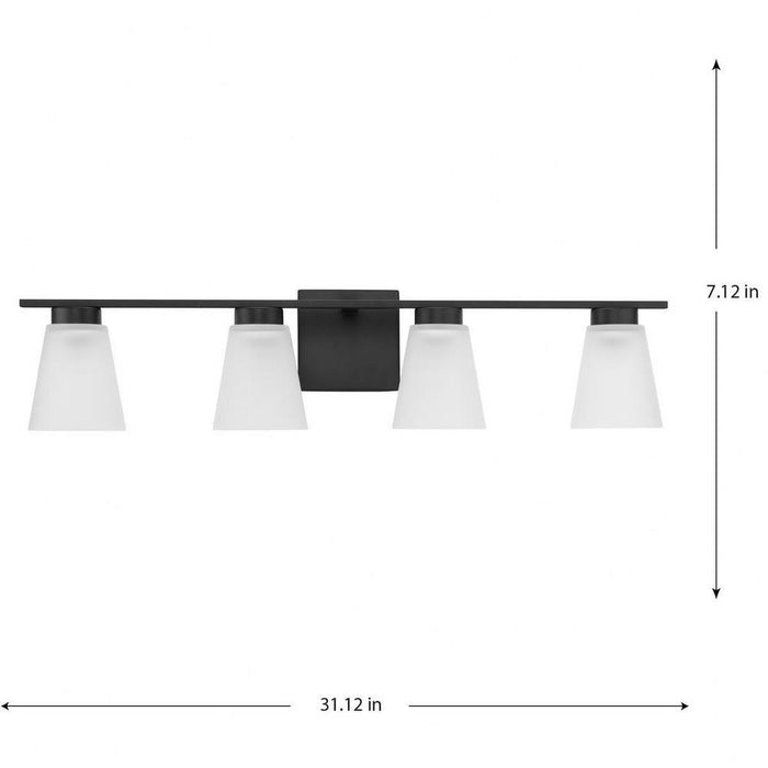 Progress Lighting Tanner Collection 4-Light Bath /Vanity Light Matte Black Finish Etched Glass (P300502-31M)