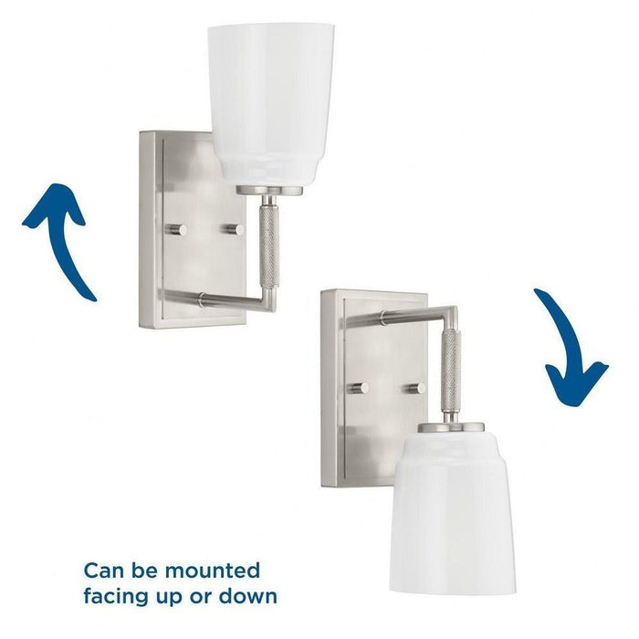 Progress Lighting Spenser Collection 1-Light Bath /Vanity Light Brushed Nickel Finish Opal Glass (P300503-009)