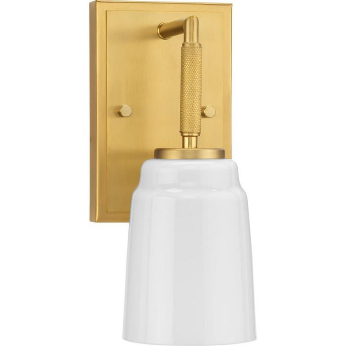 Progress Lighting Spenser Collection 1-Light Bath /Vanity Light Brushed Gold Finish Opal Glass (P300503-191)