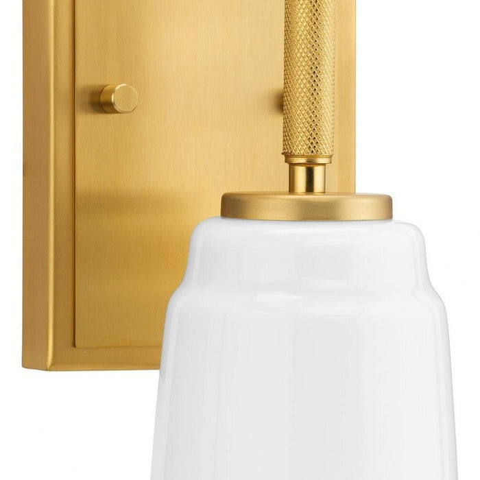 Progress Lighting Spenser Collection 1-Light Bath /Vanity Light Brushed Gold Finish Opal Glass (P300503-191)