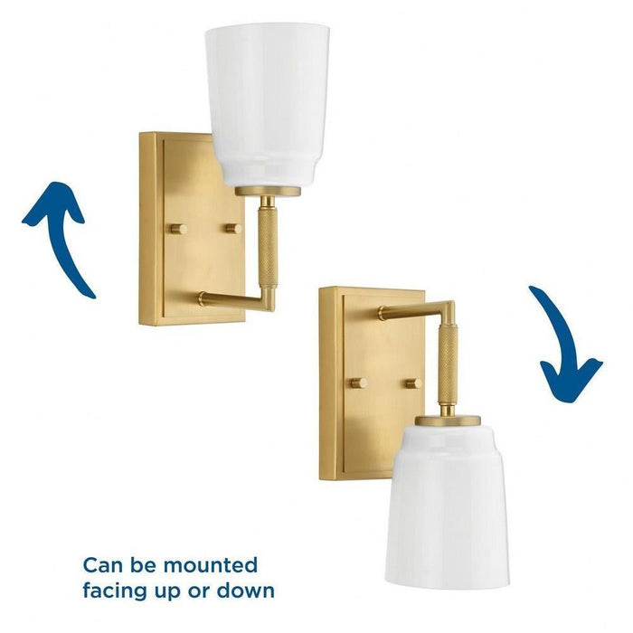 Progress Lighting Spenser Collection 1-Light Bath /Vanity Light Brushed Gold Finish Opal Glass (P300503-191)