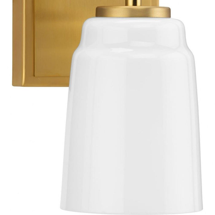 Progress Lighting Spenser Collection 1-Light Bath /Vanity Light Brushed Gold Finish Opal Glass (P300503-191)