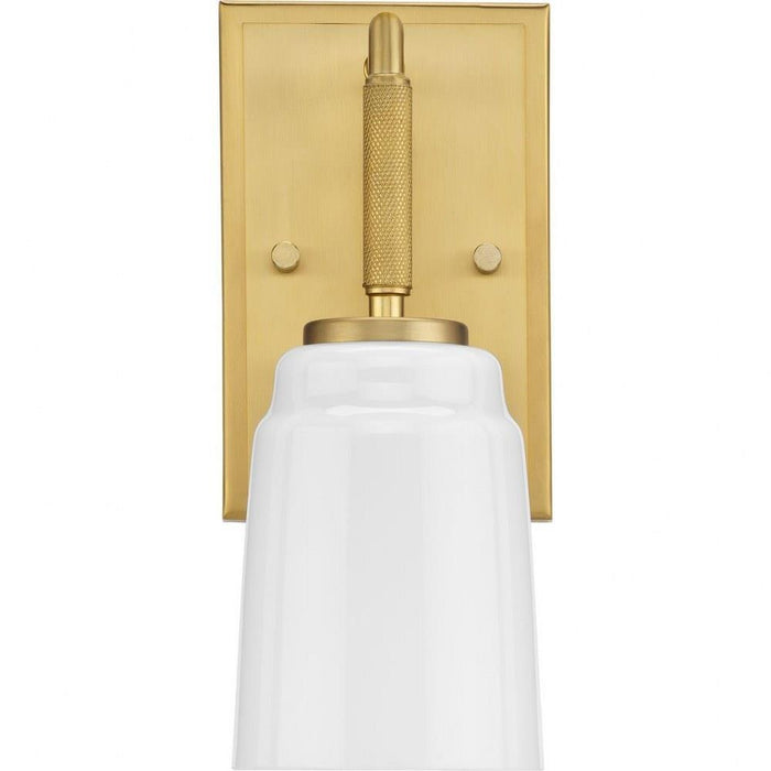 Progress Lighting Spenser Collection 1-Light Bath /Vanity Light Brushed Gold Finish Opal Glass (P300503-191)