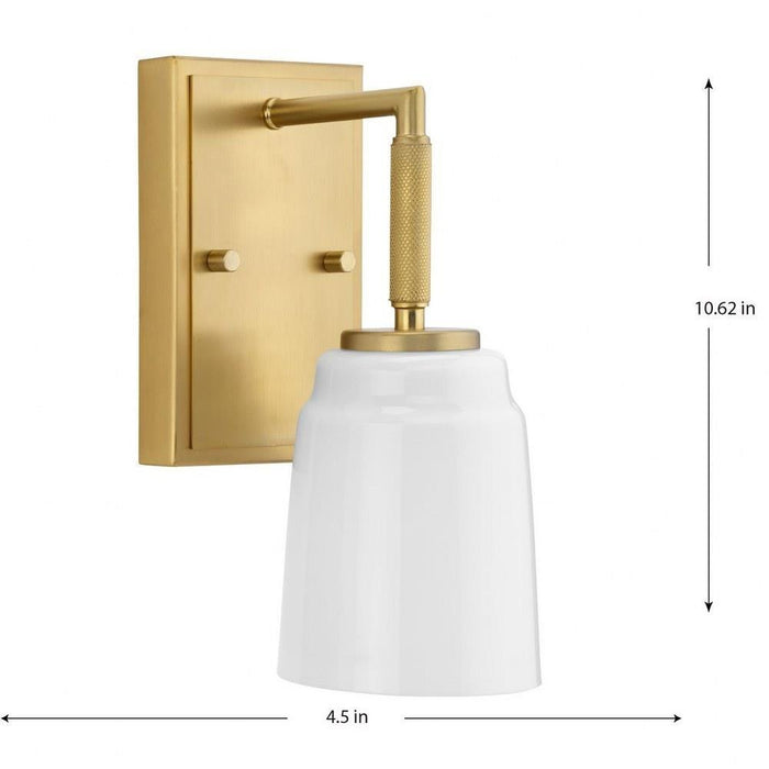 Progress Lighting Spenser Collection 1-Light Bath /Vanity Light Brushed Gold Finish Opal Glass (P300503-191)