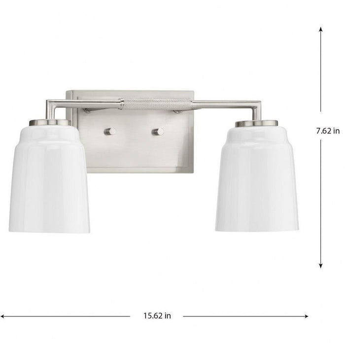 Progress Lighting Spenser Collection 2-Light Bath /Vanity Light Brushed Nickel Finish Opal Glass (P300504-009)