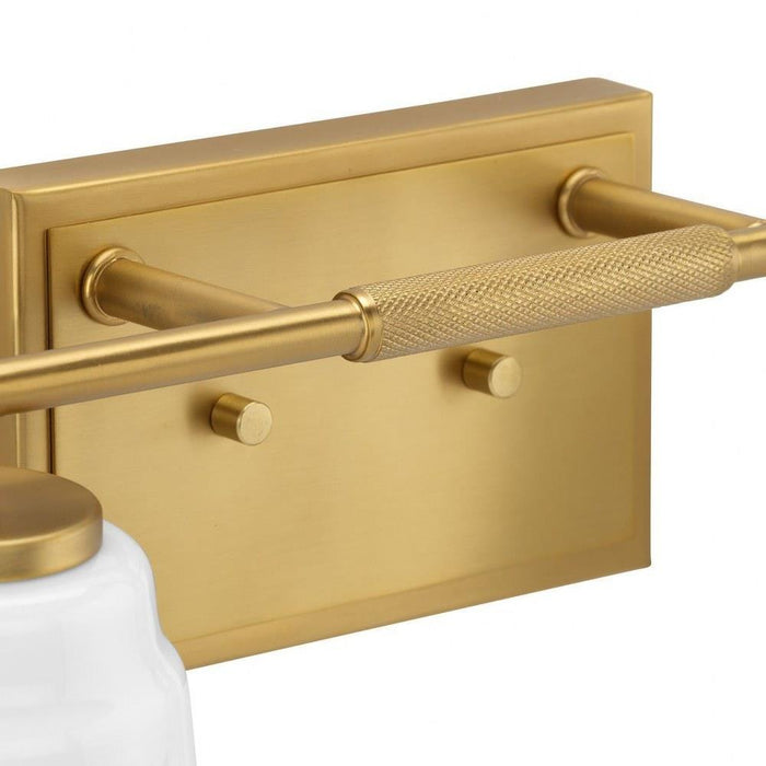 Progress Lighting Spenser Collection 2-Light Bath /Vanity Light Brushed Gold Finish Opal Glass (P300504-191)