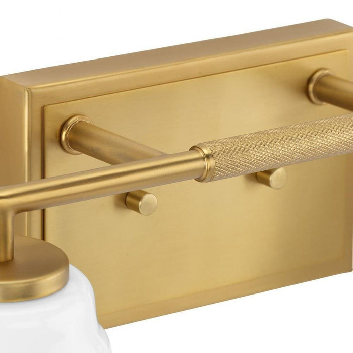 Progress Lighting Spenser Collection 2-Light Bath /Vanity Light Brushed Gold Finish Opal Glass (P300504-191)