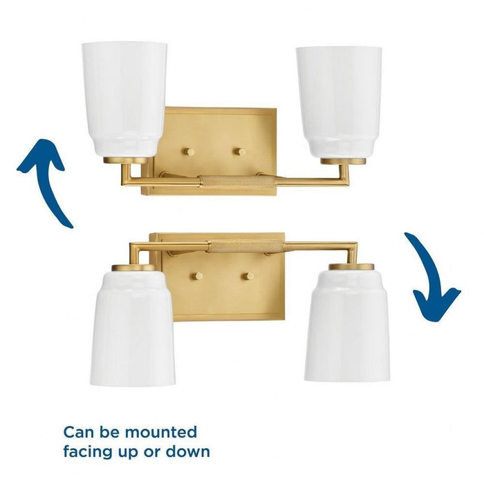 Progress Lighting Spenser Collection 2-Light Bath /Vanity Light Brushed Gold Finish Opal Glass (P300504-191)