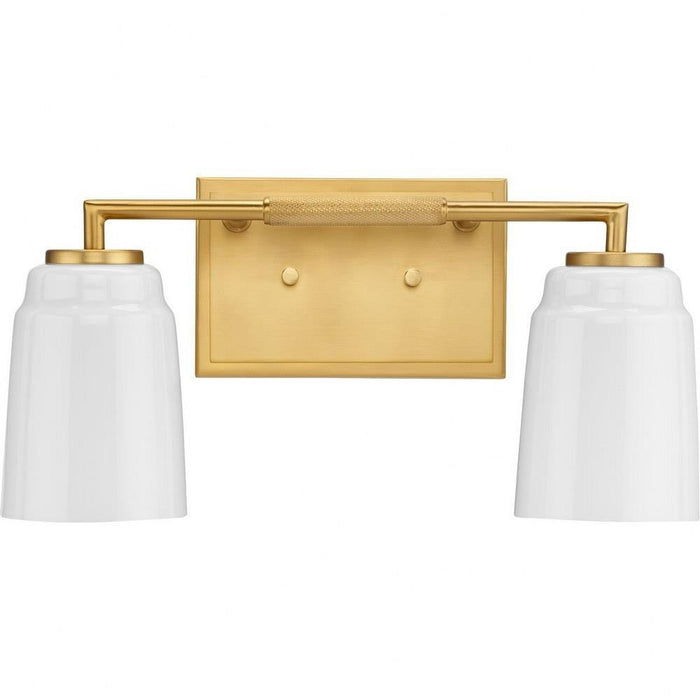 Progress Lighting Spenser Collection 2-Light Bath /Vanity Light Brushed Gold Finish Opal Glass (P300504-191)