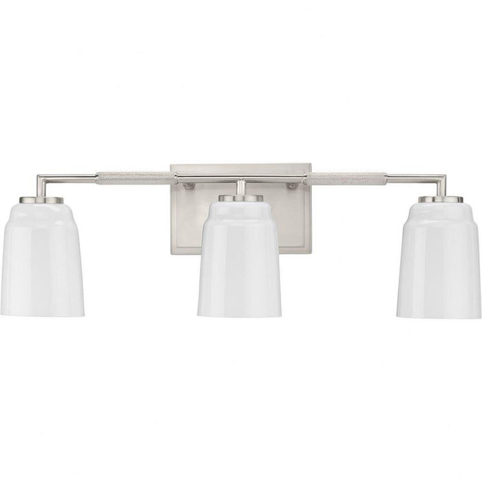 Progress Lighting Spenser Collection 3-Light Bath /Vanity Light Brushed Nickel Finish Opal Glass (P300505-009)