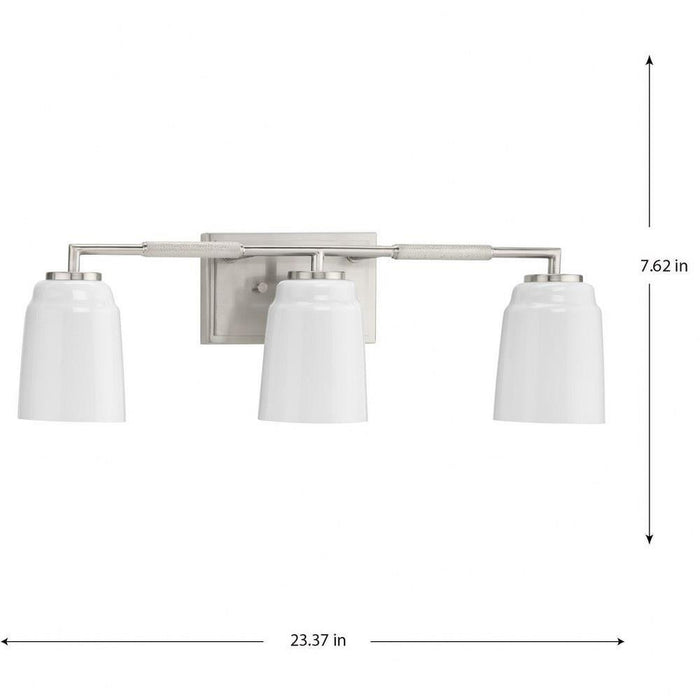 Progress Lighting Spenser Collection 3-Light Bath /Vanity Light Brushed Nickel Finish Opal Glass (P300505-009)