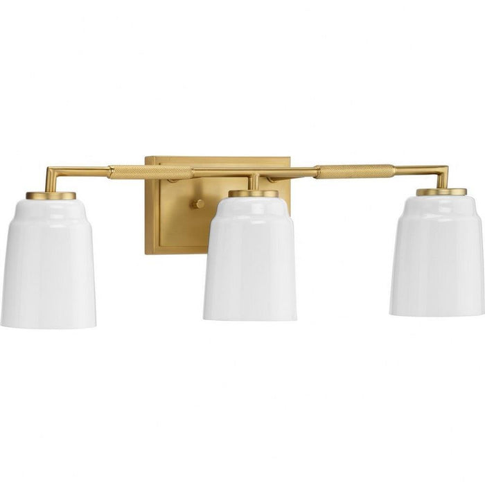 Progress Lighting Spenser Collection 3-Light Bath /Vanity Light Brushed Gold Finish Opal Glass (P300505-191)