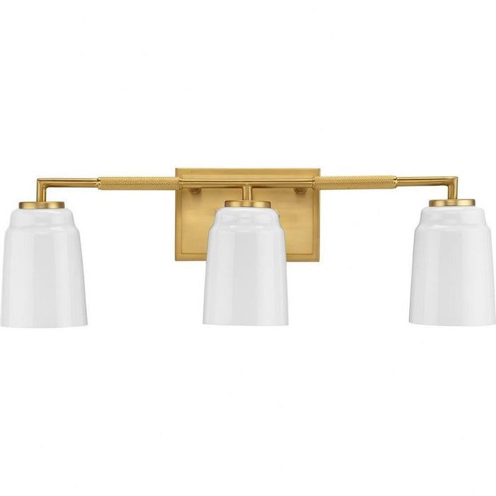 Progress Lighting Spenser Collection 3-Light Bath /Vanity Light Brushed Gold Finish Opal Glass (P300505-191)