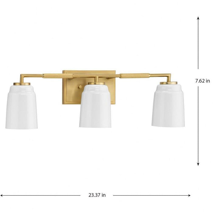 Progress Lighting Spenser Collection 3-Light Bath /Vanity Light Brushed Gold Finish Opal Glass (P300505-191)