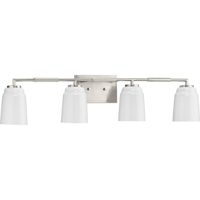 Progress Lighting Spenser Collection 4-Light Bath /Vanity Light Brushed Nickel Finish Opal Glass (P300506-009)