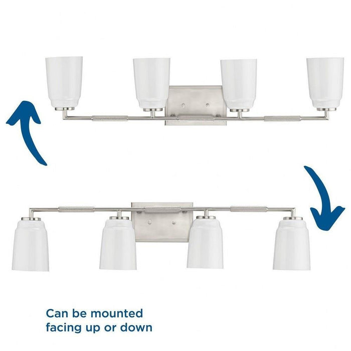 Progress Lighting Spenser Collection 4-Light Bath /Vanity Light Brushed Nickel Finish Opal Glass (P300506-009)