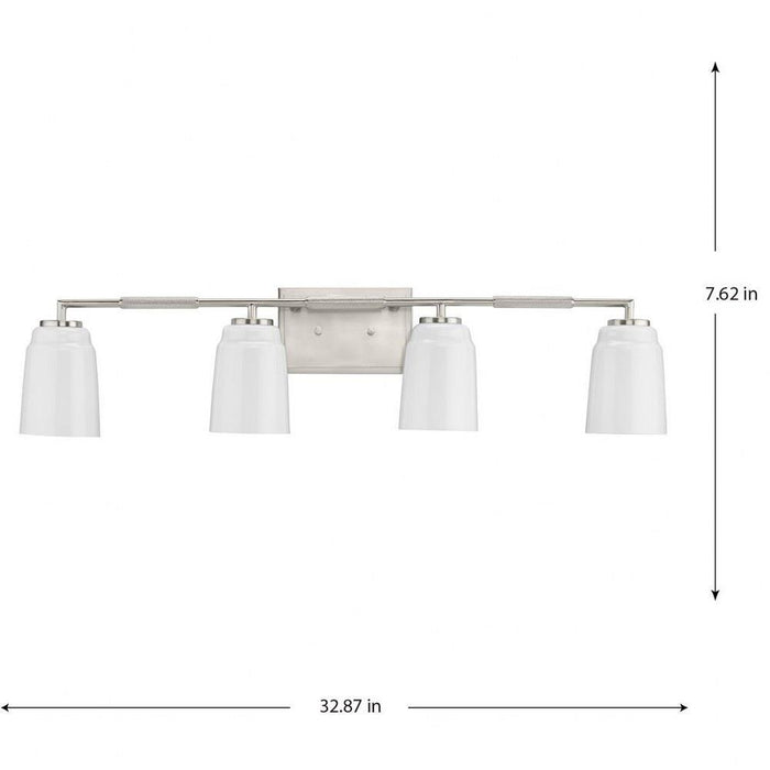 Progress Lighting Spenser Collection 4-Light Bath /Vanity Light Brushed Nickel Finish Opal Glass (P300506-009)