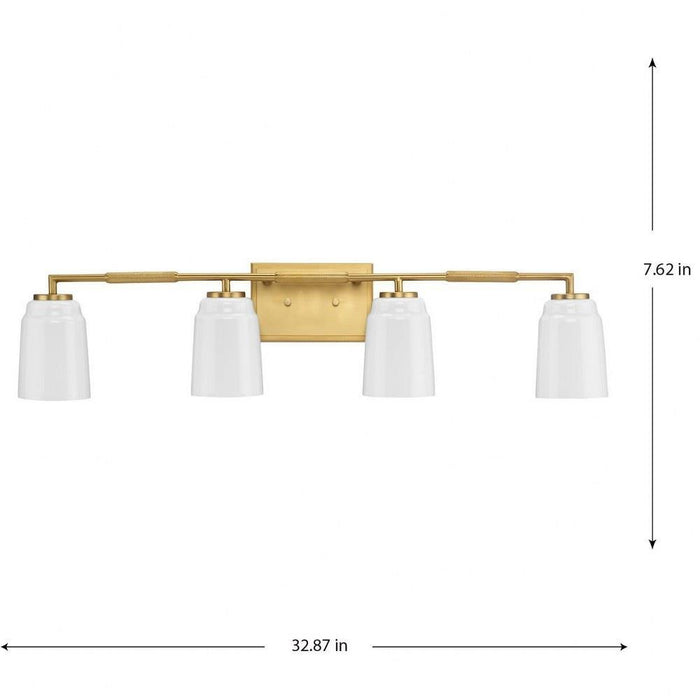 Progress Lighting Spenser Collection 4-Light Bath /Vanity Light Brushed Gold Finish Opal Glass (P300506-191)