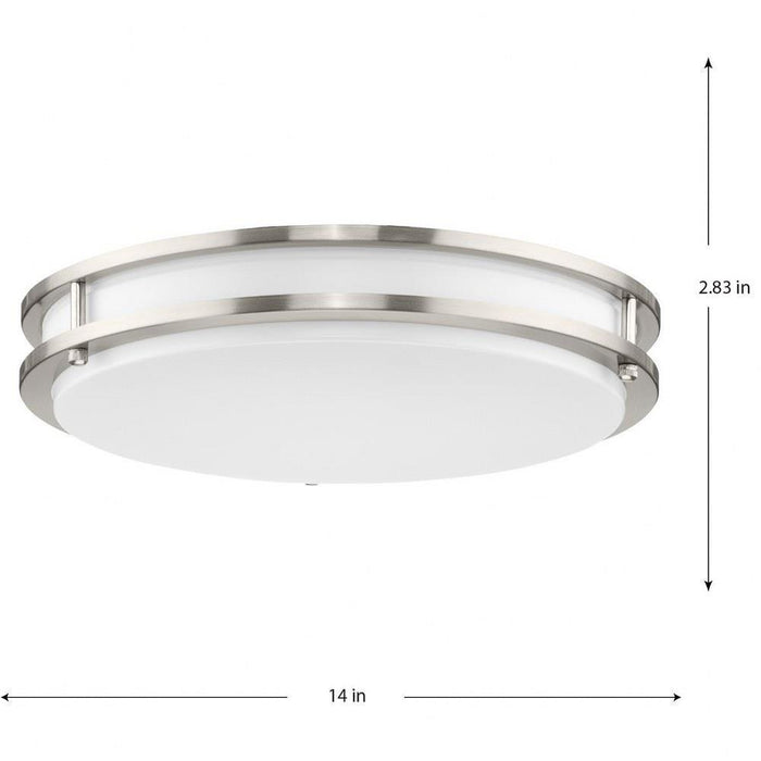 Progress Lighting Abide Collection 14 Inch Round LED Flush Mount Fixture CCT Selectable 2700K/3000K/3500K/4000K/5000K Brushed Nickel (P350275-009-CS)