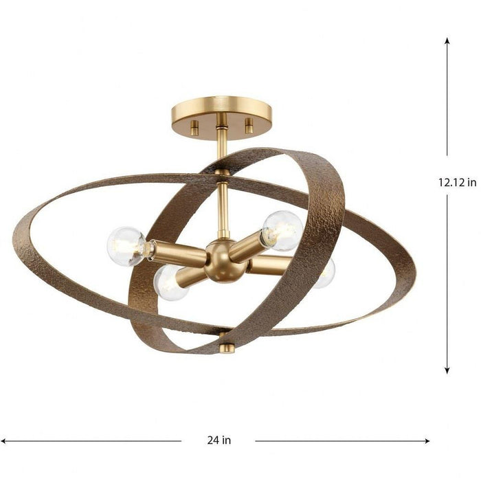 Progress Lighting Allegheny Collection 4-Light Semi-Flush Mount Fixture Soft Gold Finish (P350280-205)