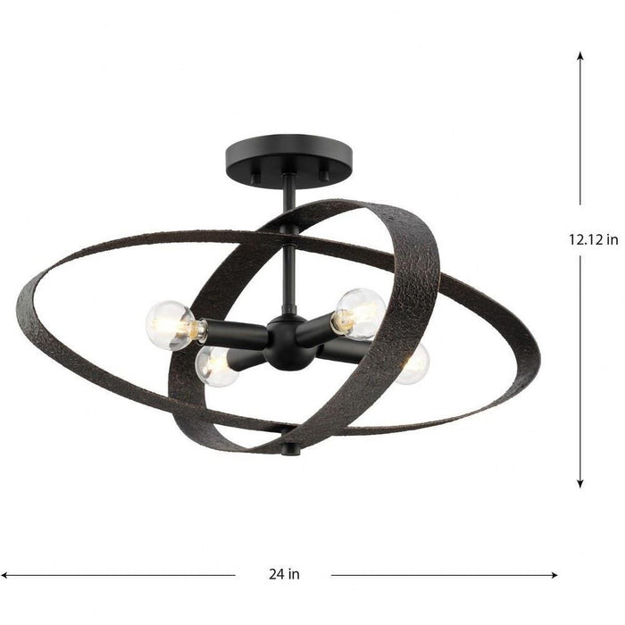 Progress Lighting Allegheny Collection 4-Light Semi-Flush Mount Fixture Matte Black Finish (P350280-31M)