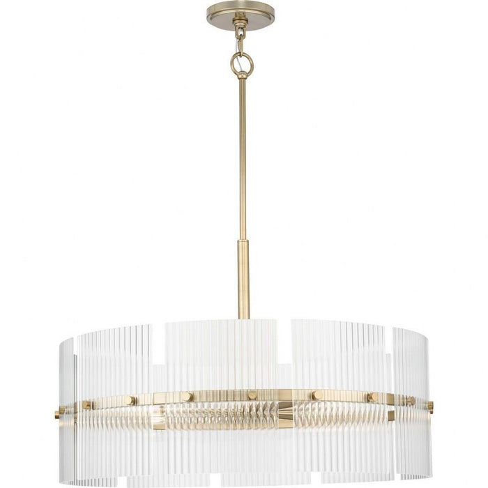 Progress Lighting Seville Collection 6-Light Chandelier Soft Gold Finish Clear Ribbed Glass (P400389-205)