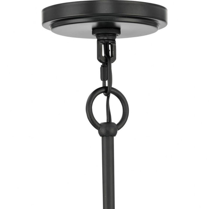 Progress Lighting Seville Collection 6-Light Chandelier Matte Black Finish Clear Ribbed Glass (P400389-31M)