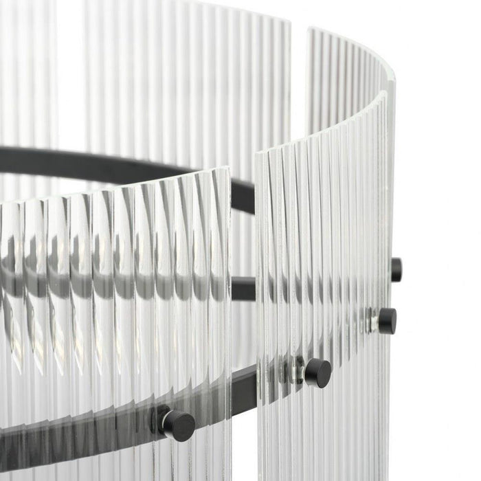 Progress Lighting Seville Collection 6-Light Chandelier Matte Black Finish Clear Ribbed Glass (P400389-31M)