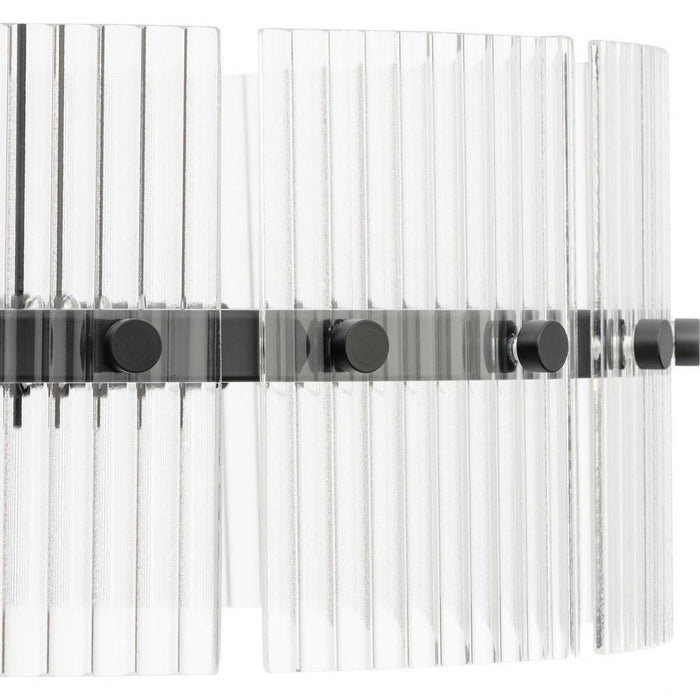 Progress Lighting Seville Collection 6-Light Chandelier Matte Black Finish Clear Ribbed Glass (P400389-31M)