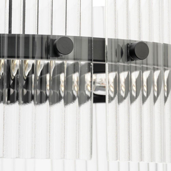 Progress Lighting Seville Collection 6-Light Chandelier Matte Black Finish Clear Ribbed Glass (P400389-31M)
