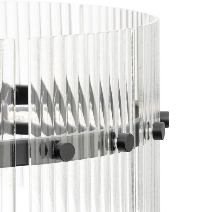 Progress Lighting Seville Collection 6-Light Chandelier Matte Black Finish Clear Ribbed Glass (P400389-31M)