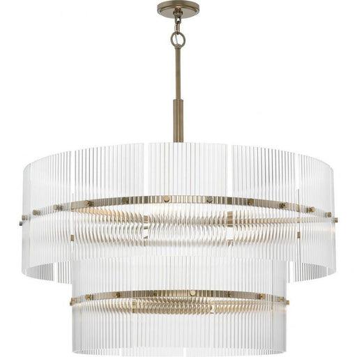 Progress Lighting Seville Collection 9-Light Chandelier Soft Gold Finish Clear Ribbed Glass (P400390-205)