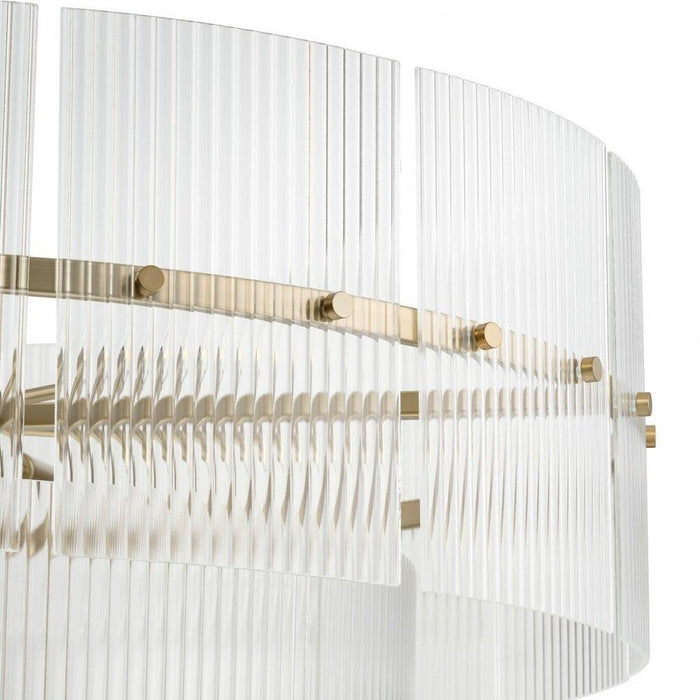 Progress Lighting Seville Collection 9-Light Chandelier Soft Gold Finish Clear Ribbed Glass (P400390-205)