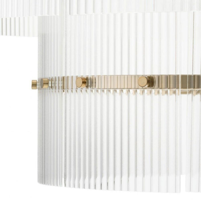 Progress Lighting Seville Collection 9-Light Chandelier Soft Gold Finish Clear Ribbed Glass (P400390-205)