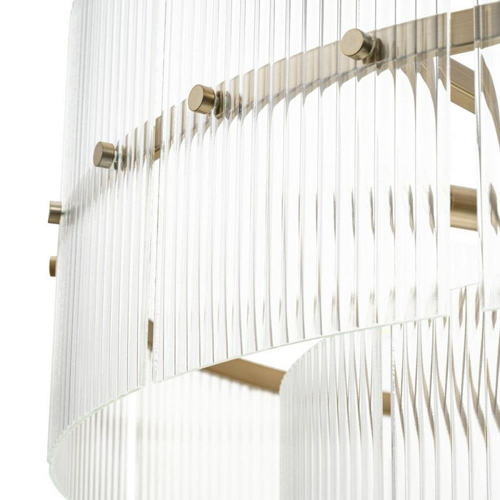 Progress Lighting Seville Collection 9-Light Chandelier Soft Gold Finish Clear Ribbed Glass (P400390-205)