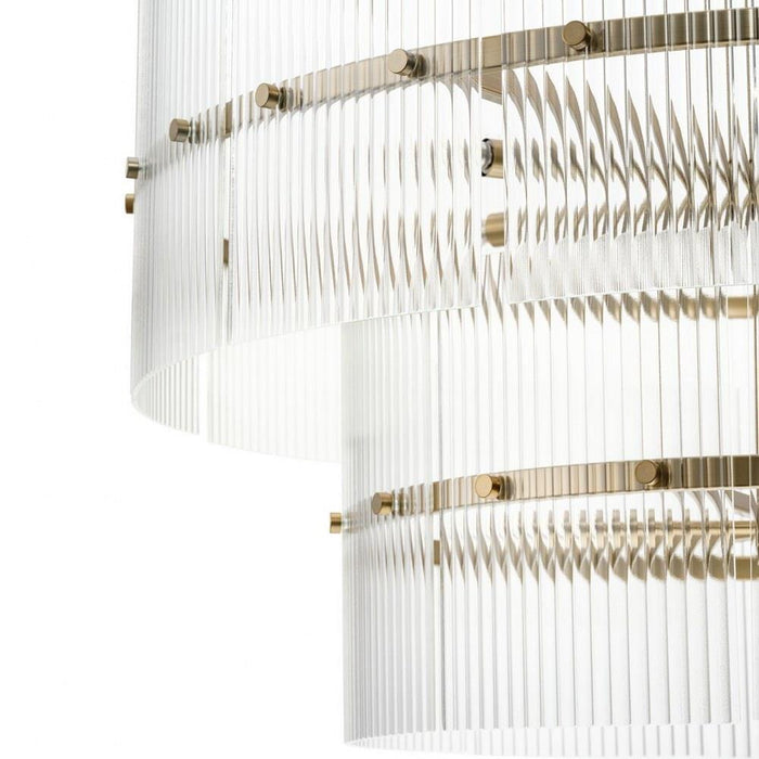 Progress Lighting Seville Collection 9-Light Chandelier Soft Gold Finish Clear Ribbed Glass (P400390-205)
