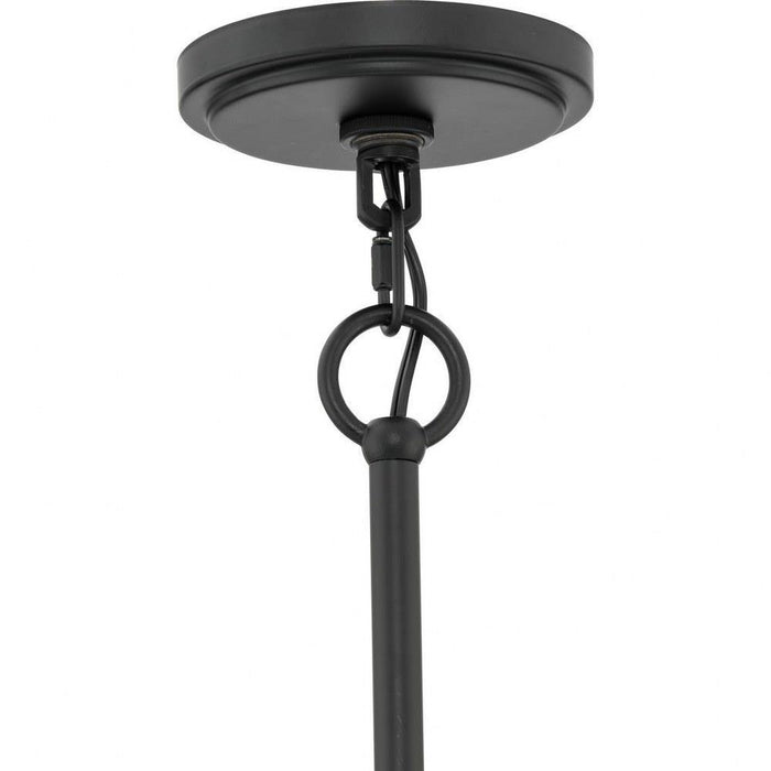 Progress Lighting Seville Collection 9-Light Chandelier Matte Black Finish Clear Ribbed Glass (P400390-31M)
