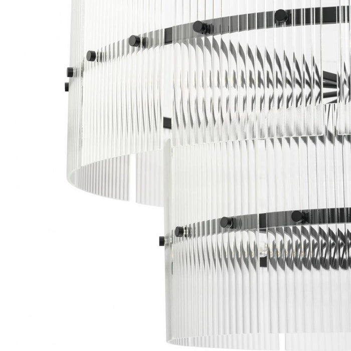 Progress Lighting Seville Collection 9-Light Chandelier Matte Black Finish Clear Ribbed Glass (P400390-31M)
