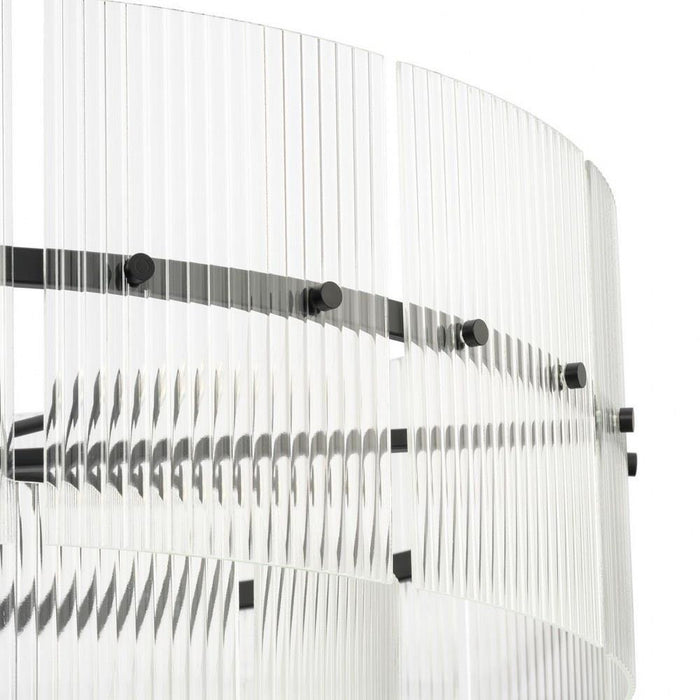 Progress Lighting Seville Collection 9-Light Chandelier Matte Black Finish Clear Ribbed Glass (P400390-31M)