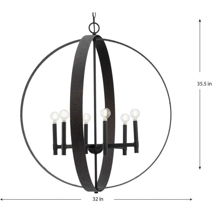 Progress Lighting Allegheny Collection 6-Light Chandelier Matte Black Finish (P400392-31M)