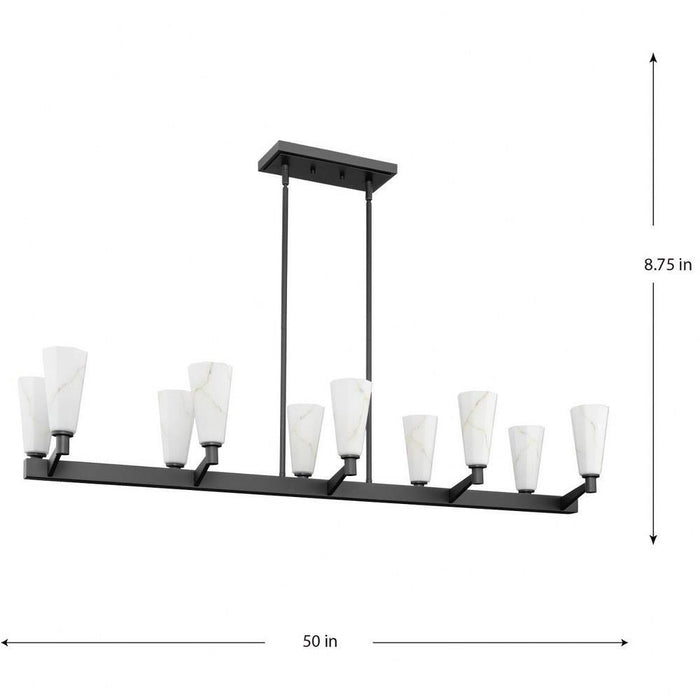 Progress Lighting Tosca Collection 10-Light Linear Chandelier Matte Black Finish (P400396-31M)