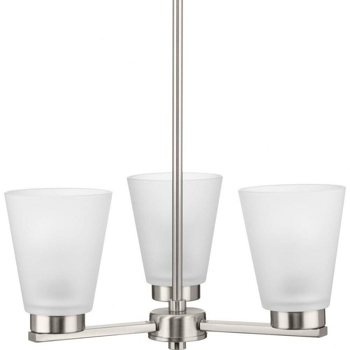Progress Lighting Tanner Collection 3-Light Chandelier Brushed Nickel Finish Etched Glass (P400400-009)