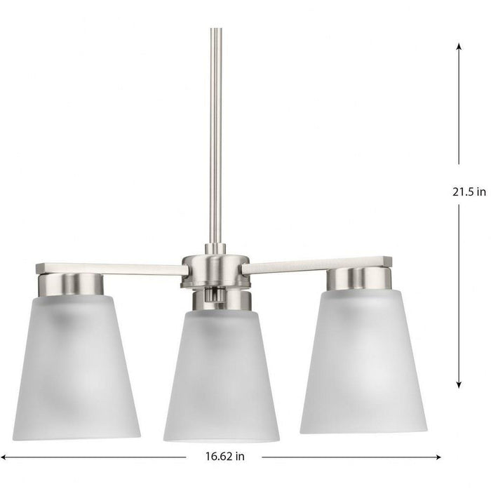 Progress Lighting Tanner Collection 3-Light Chandelier Brushed Nickel Finish Etched Glass (P400400-009)