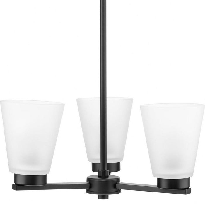 Progress Lighting Tanner Collection 3-Light Chandelier Matte Black Finish Etched Glass (P400400-31M)