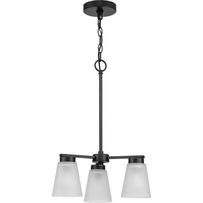 Progress Lighting Tanner Collection 3-Light Chandelier Matte Black Finish Etched Glass (P400400-31M)