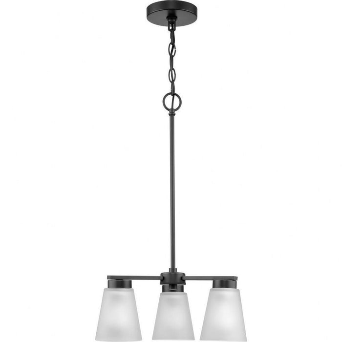 Progress Lighting Tanner Collection 3-Light Chandelier Matte Black Finish Etched Glass (P400400-31M)