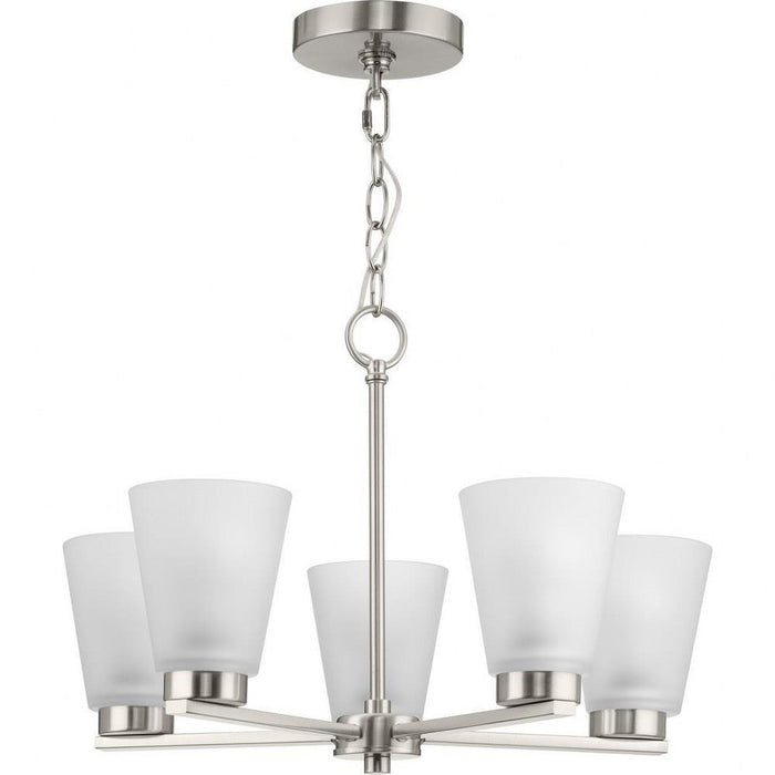 Progress Lighting Tanner Collection 5-Light Chandelier Brushed Nickel Finish Etched Glass (P400401-009)